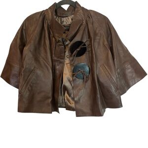 marc. a. dolci leather crop jacket brown medium
